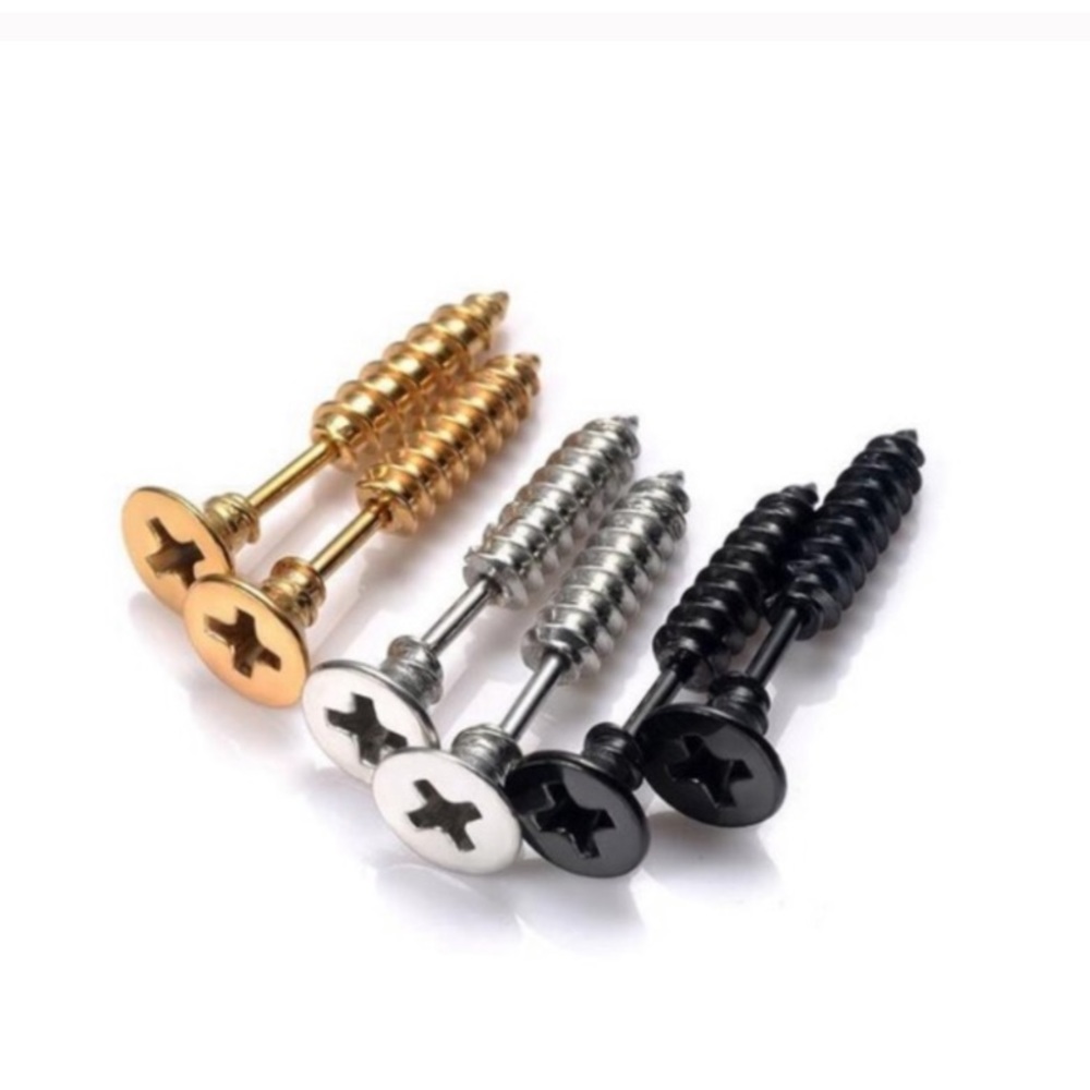 NEW Stainless Steel Screw Earrings - Picture 2 of 4